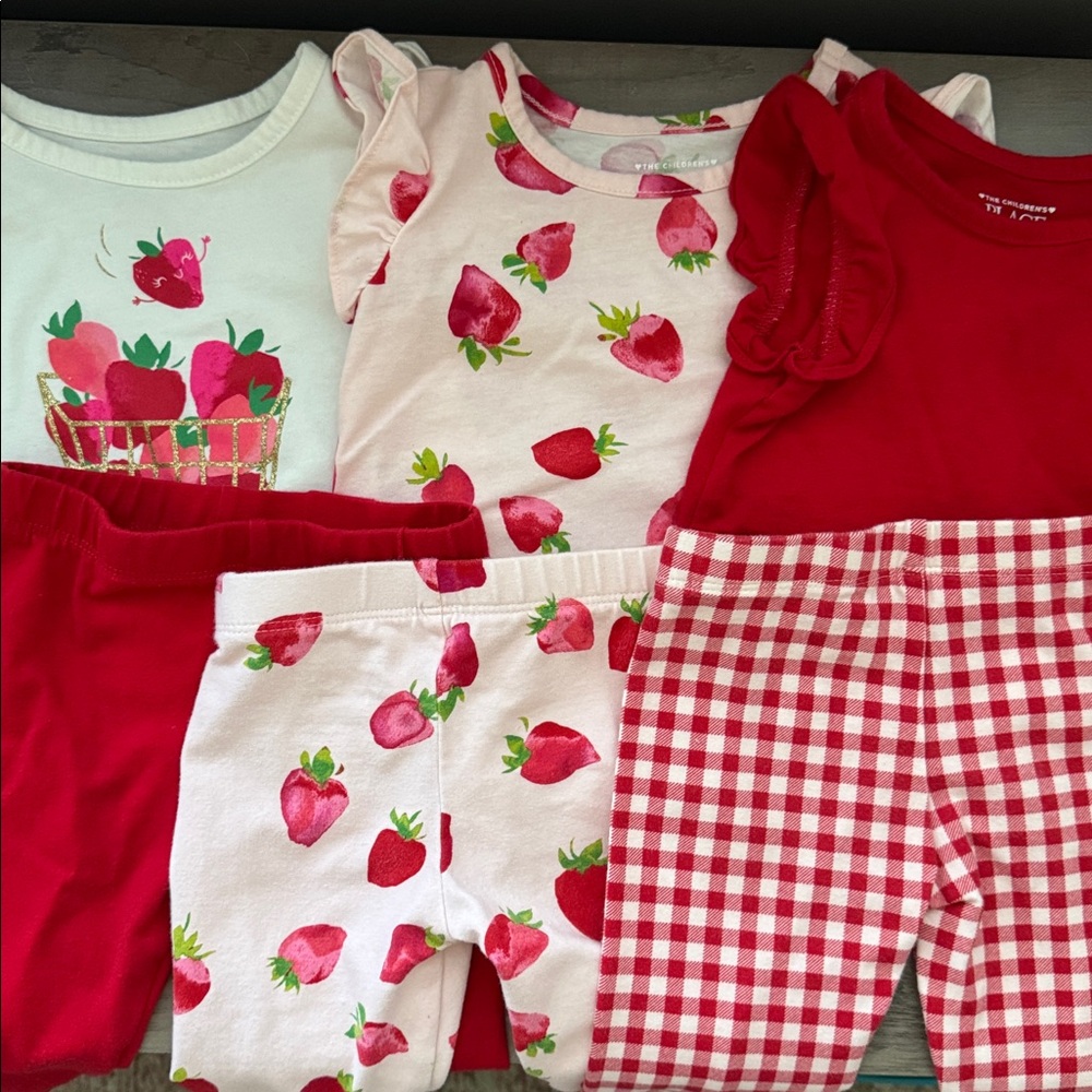 The Children's Place Red and Pink Strawberry Outfit Set
